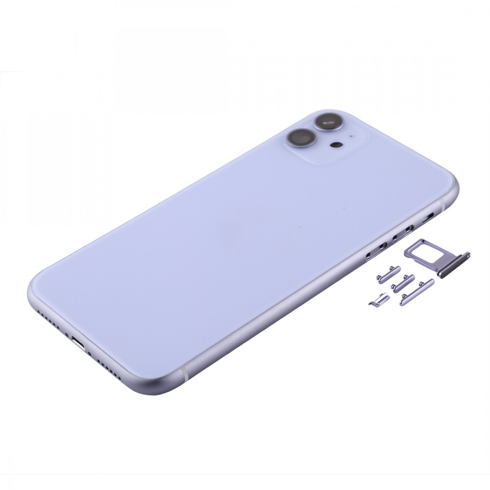 Picture of Back Housing Cover with SIM Card Tray & Side keys & Camera Lens for iPhone 11(Purple)